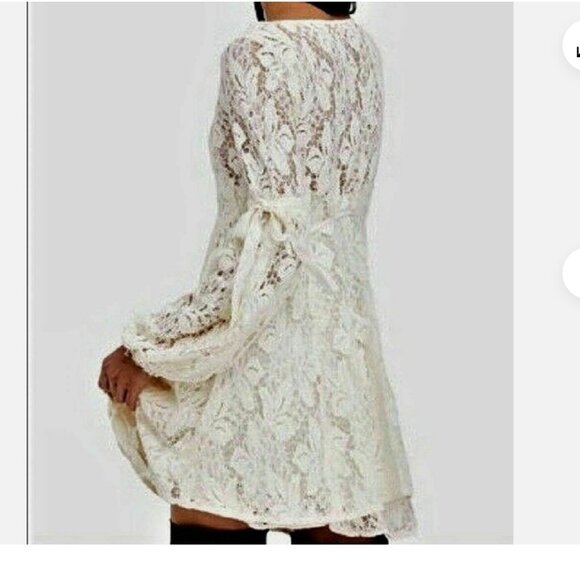 Nwot Free people OB725148 Long Sleeve Rubi Lace  Dress Ivory  xs - Picture 8 of 16
